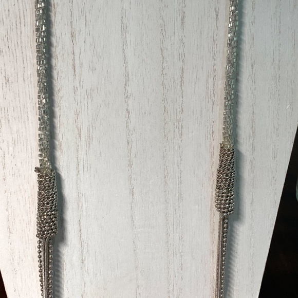 CHICO’S Silver beaded and chain Statement Necklace. 39”-43” - Picture 5 of 8